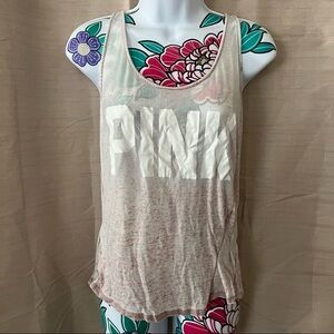 PINK Mauve White Tank Top